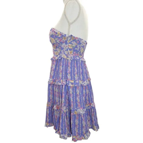 Altar'd State Lavender Floral Tiered Mini Dress Strapless NWT Size S - Picture 11 of 16